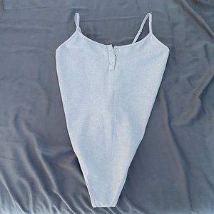 Grey ribbed body suit
